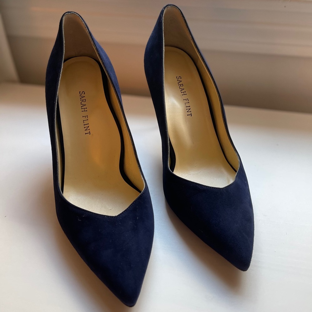 Sarah Flint 85mm Perfect Pump in Navy Blue Suede
